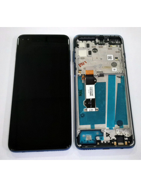 Pantalla lcd para Motorola Moto G 5G Plus mas tactil negro mas marco azul calidad premium