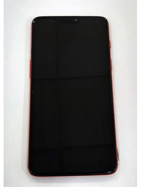 Pantalla oled para Oneplus 6 mas tactil negro mas marco rojo compatible