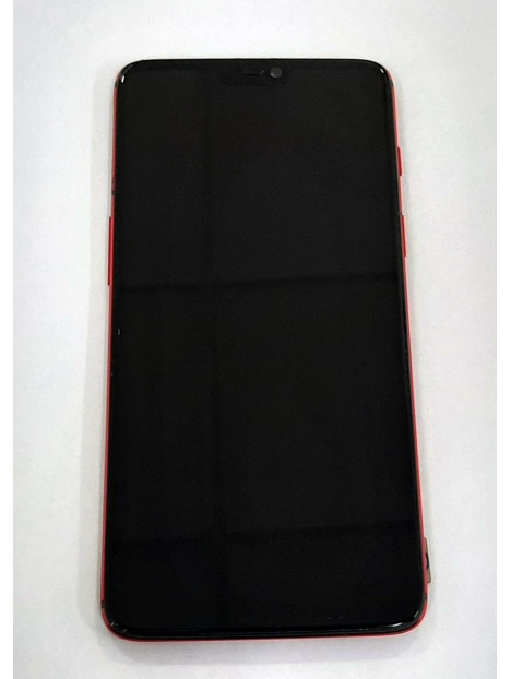 Pantalla oled para Oneplus 6 mas tactil negro mas marco rojo compatible