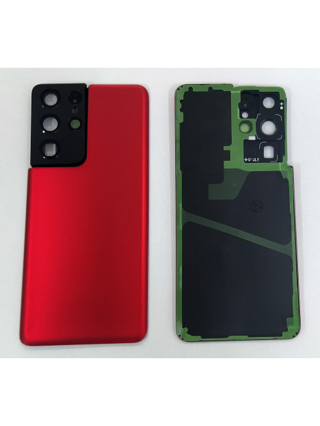 Tapa trasera o tapa bateria roja para Samsung Galaxy S21 Ultra SM-G998 mas cubierta camara