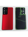Tapa trasera o tapa bateria roja para Samsung Galaxy S21 Ultra SM-G998 mas cubierta camara