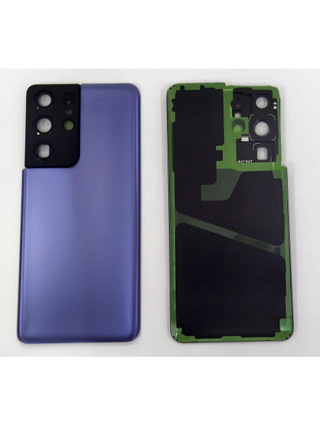 Tapa trasera o tapa bateria purpura para Samsung Galaxy S21 Ultra SM-G998 mas cubierta camara