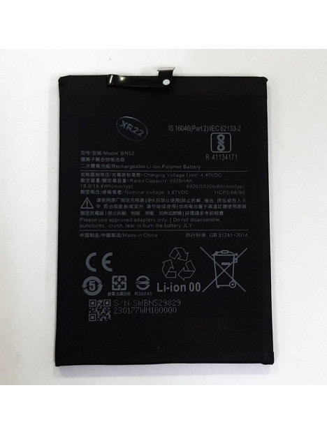 Bateria BN52 5020mAh para Xiaomi Redmi Note 9 Pro Service Pack