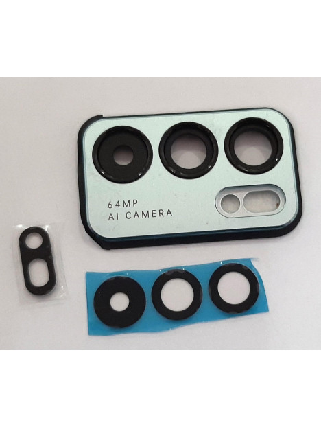 set 3 lente camara mas cubierta camara azul para Oppo Reno 6 5g calidad premium