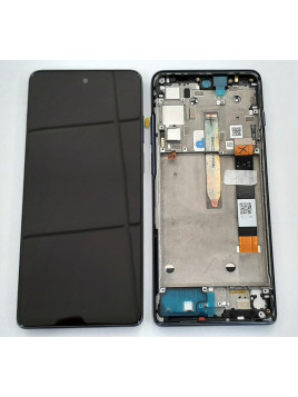 Pantalla lcd para Motorola Moto G200 mas tactil negro mas marco azul oscuro Service Pack