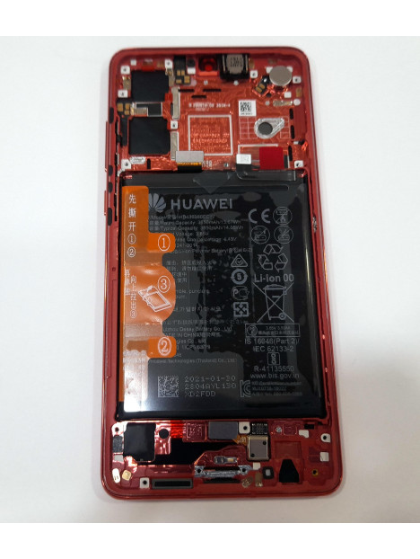 Pantalla lcd para Huawei P30 02354HRG mas tactil negro mas marco rojo mas bateria mas vibrador mas Auricular Servi