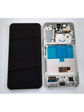 Pantalla lcd para Samsung Galaxy S22 SM-S901 GH82-27520B mas tactil negro mas marco phantom blanco Service Pack