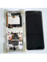 Pantalla lcd para Samsung Galaxy Z Flip 3 5G F711 GH82-26273B mas tactil negro mas marco crema Service Pack