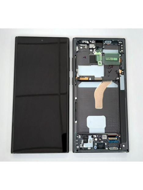 Pantalla lcd para Samsung Galaxy S22 Ultra SM-S908B GH82-27488A mas tactil negro mas marco phantom negro Service Pa