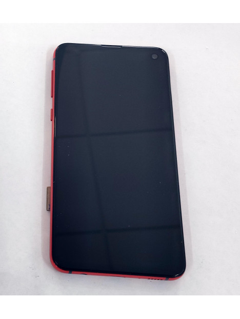 Pantalla oled para Samsung Galaxy S10e G970F mas tactil negro mas marco rojo calidad premium