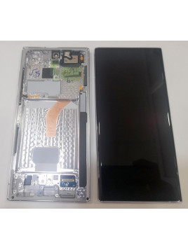 Pantalla lcd para Samsung Galaxy S22 Ultra SM-S908B GH82-27488C mas tactil negro mas marco blanco Service Pack Prem