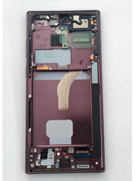 Pantalla lcd para Samsung Galaxy S22 Ultra SM-S908B GH82-27488B GH82-27489B mas tactil negro mas marco burgundy Ser