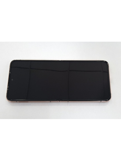 Pantalla lcd para Samsung Galaxy Z Flip 4 SM-F721 GH82-29440C mas tactil negro mas marco rosa Service Pack