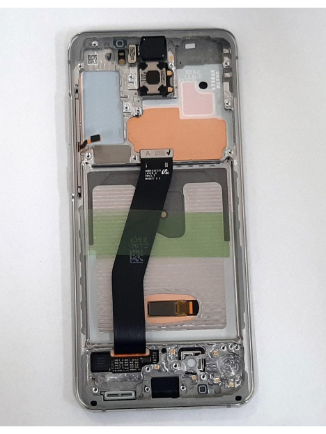 Pantalla lcd para Samsung Galaxy S20 SM-G980F SM-G981F GH82-22123B mas tactil negro mas marco blanco Service Pack