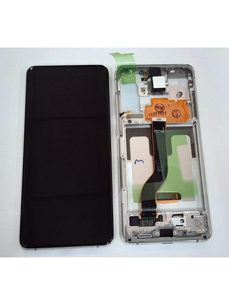 Pantalla lcd para Samsung Galaxy S20+ S20 PLUS SM-G986F GH82-22145B mas tactil negro mas marco blanco Service Pack