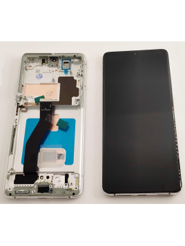 Pantalla oled para Samsung Galaxy S21 Ultra 5G SM-G998F mas tactil negro mas marco plata compatible