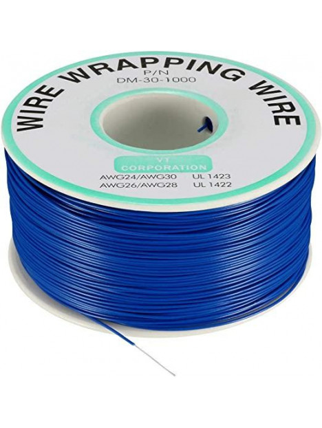 Hilo alambre wrapping azul DM-30-1000 AWG30 bobina 250m 0.20mm
