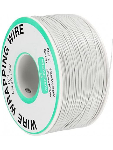 Hilo alambre wrapping blanco DM-30-1000 AWG30 bobina 250m 0.20mm