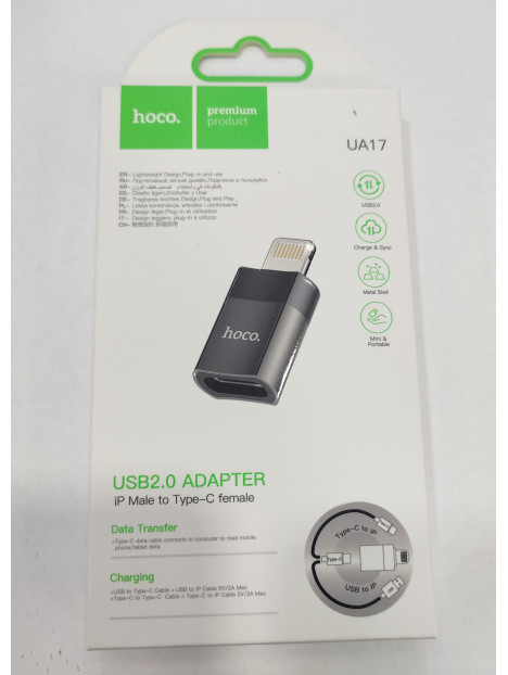 Adaptador HOCO UA17 iPhone Lightning Macho a Tipo C hembra USB 2.0