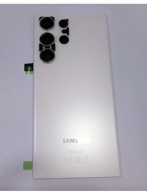 Tapa trasera o tapa bateria crema para Samsung Galaxy S23 Ultra SM-S918 GH82-30400B mas cubierta camara Service Pac