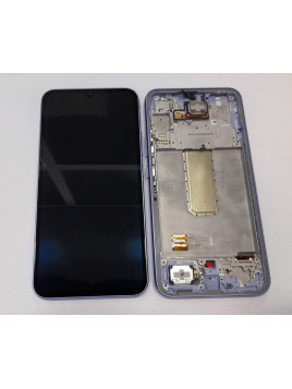 Pantalla lcd para Samsung Galaxy A34 5G A346B GH82-31201D mas tactil negro mas marco violeta Service Pack