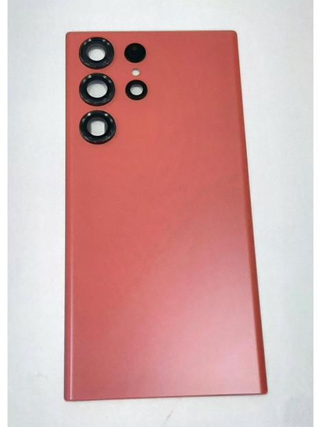 Tapa trasera o tapa bateria roja para Samsung Galaxy S23 Ultra SM-S918 mas cubierta camara