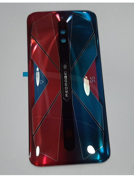 Tapa trasera o tapa bateria rojo azul para ZTE Nubia Red Magic 5 mas lente camara negra calidad premium