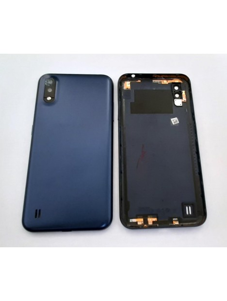Tapa trasera o tapa bateria azul para Samsung Galaxy A01 A015 A015F SM-A015 SM-A015F mas cristal camara