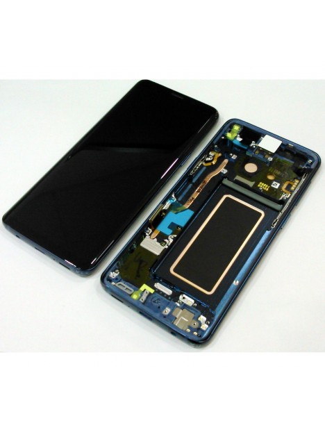Samsung GH97-21696D Galaxy S9 SM-G960F pantalla lcd + táctil negro + marco azul premium Service Pack