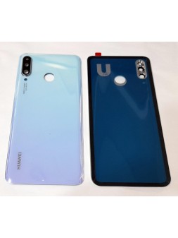 Tapa trasera o tapa bateria blanca cristal mas cubierta camara paraHuawei P30 Lite Nova 4E p30lite mar-lx1m mar-lx2