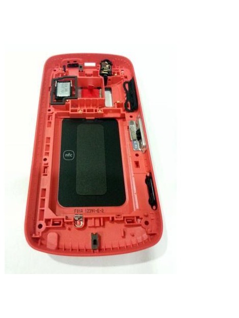 Nokia 808 Pureview carcasa central + tapa batería rojo