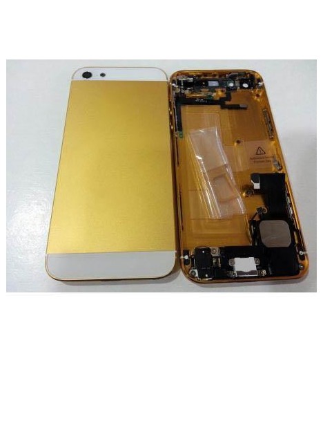 iPhone 5 Carcasa Central + Tapa batería dorado-blanco + comp