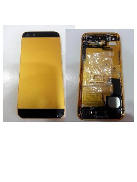iPhone 5 carcasa central + tapa batería dorado-negro + compo