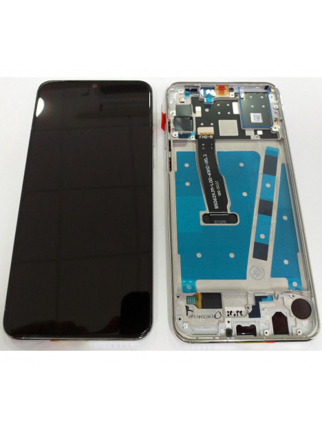Huawei P30 Lite Nova 4E MAR-LX2 pantalla lcd + tactil negro + marco plata premium