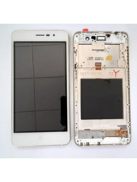 Pantalla lcd para Doogee X10 mas tactil blanco mas marco dorado calidad premium