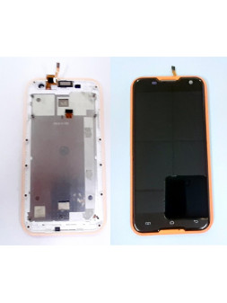 Pantalla LCD para Blackview BV5000 mas tactil negro mas marco naranja calidad premium