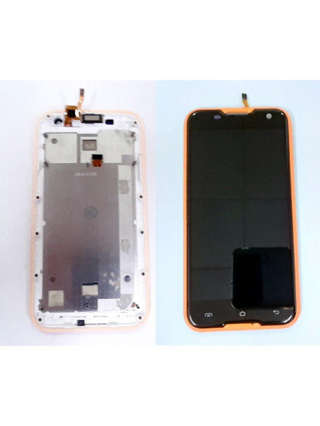 Pantalla LCD para Blackview BV5000 mas tactil negro mas marco naranja calidad premium