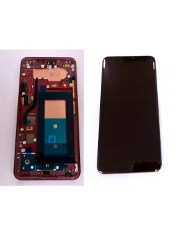 Pantalla lcd para LG V40 ThinQ mas tactil negro mas marco rojo calidad premium