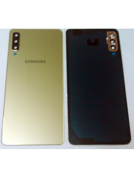 tapa trasera o tapa bateria dorada para samsung a7 2018 a750 mas lente camara calidad premium