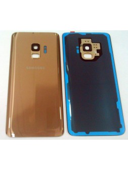 Tapa trasera o tapa bateria dorada para SAMSUNG GALAXY S9 G960F mas lente camara calidad premium