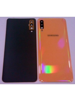 Tapa trasera o tapa bateria naranja mas lente camara para Samsung Galaxy A70 A705 Calidad Premium