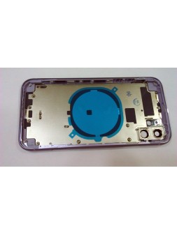 Carcasa o marco central para Iphone 11 A2111 A2221 A2223 mas tapa trasera o tapa bateria morada calidad premium