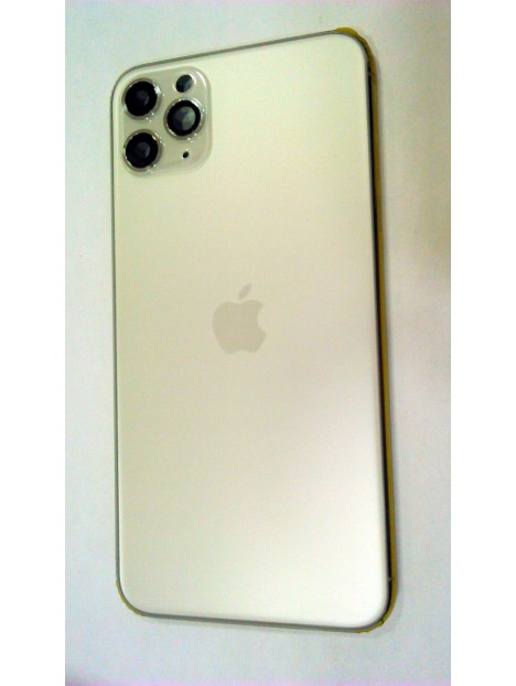 Carcasa o marco central para Iphone 11 Pro Max A2161 A2218 A2220 Tapa trasera o tapa bateria plata calidad premium