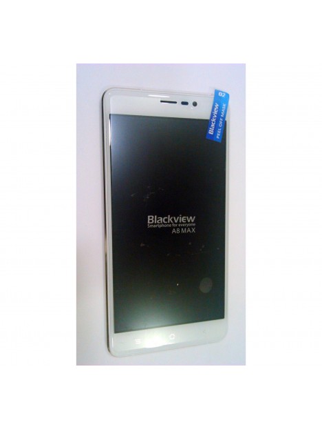 Pantalla lcd para Blackview A8 Max mas tactil blanco mas marco dorado calidad premium