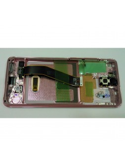 Pantalla lcd para Samsung Galaxy S20 SM-G980F GH82-22123C + tactil negro + marco Cloud Pink Premium Service Pack
