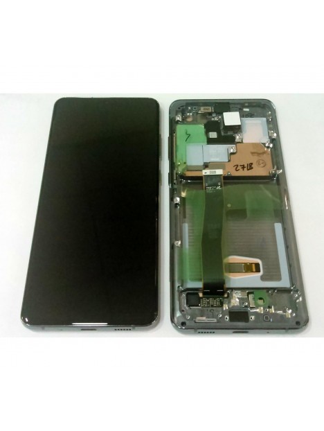 Pantalla lcd para Samsung Galaxy S20 Ultra SM-G988F + tactil negro + marco Cosmic Grey Service Pack Premium