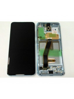 Pantalla lcd para Samsung Galaxy S20 SM-G980F GH82-22123D + tactil negro + marco Cloud blue Premium Service Pack