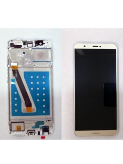 Pantalla LCD Premium para Huawei P Smart FIG-LX1 FIG-LA1 FIG-LX2 FIG-LX3 mas tactil dorado mas marco blanco