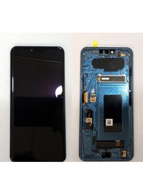 Pantalla LCD para LG G8 ThinQ LM-G820N LM-G8200QM LM-G820V mas tactil negro mas marco azul