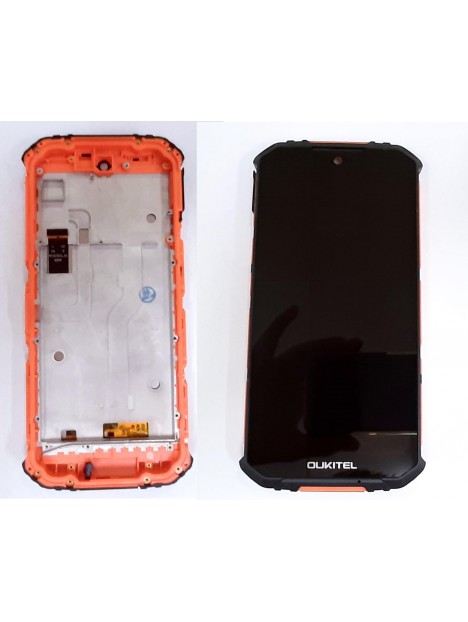 Pantalla lcd para Oukitel WP6 mas tactil negro mas marco naranja calidad premium